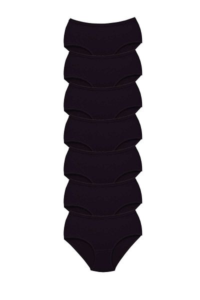 Easy Tedarik 7 Pieces Tutku Women's High Waist Bato Thick Rubber Panties Black