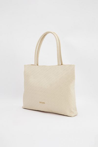 BE BLUE Ecru Braided Tote Bag