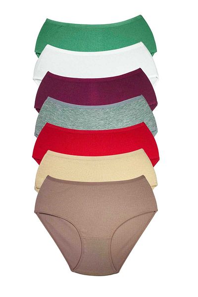 Easy Tedarik 7 Pieces Women's High Waist Ribbed Bato Panties S016