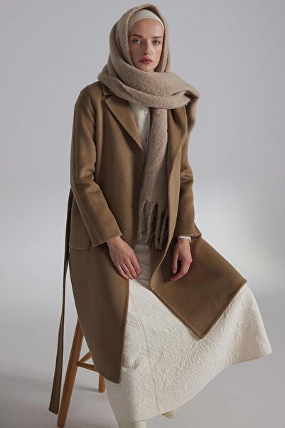 Tuğba Beli Kuşaklı Cepli Kaban - Vizon