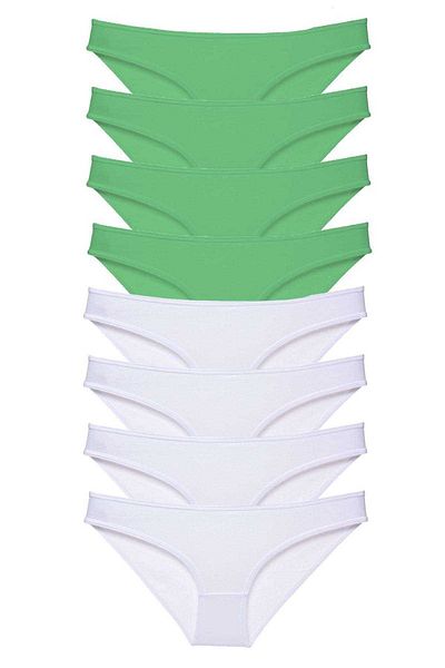 Easy Tedarik 8 Pieces Eco Set Lycra Women's Slip Panties Green White