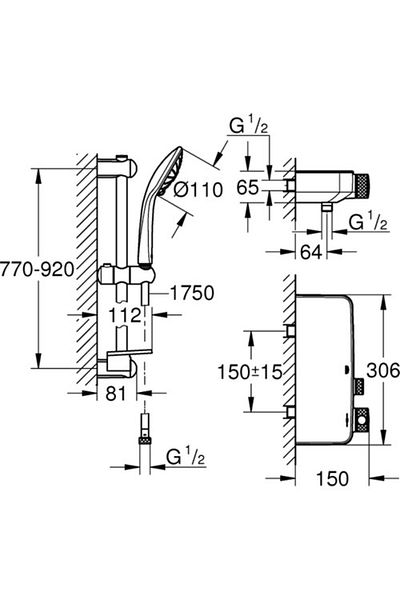 Grohe Grohtherm Smartcontrol Thermostatic Shower Faucet / Shower Set Included -34721000