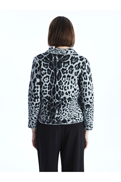 LC Waikiki Lcw Vision Polo Neck Leopard Patterned Women's Knitwear Cardigan