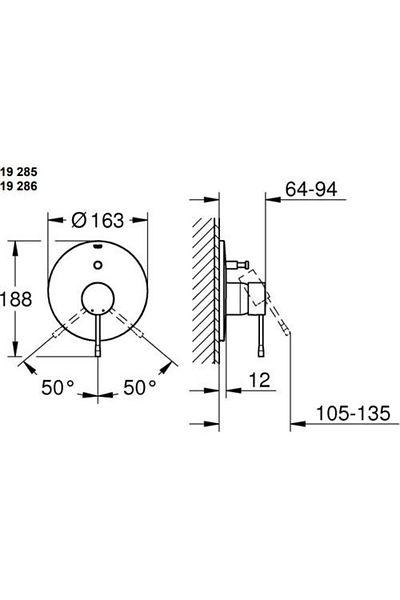 Grohe Essence New Built-In Shower Faucet - Hard Graphit 19285Al1