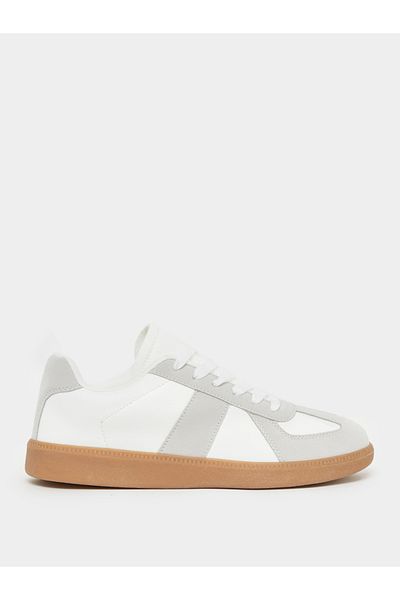 Styli Leather and Suede Look Gum Sole Sneakers