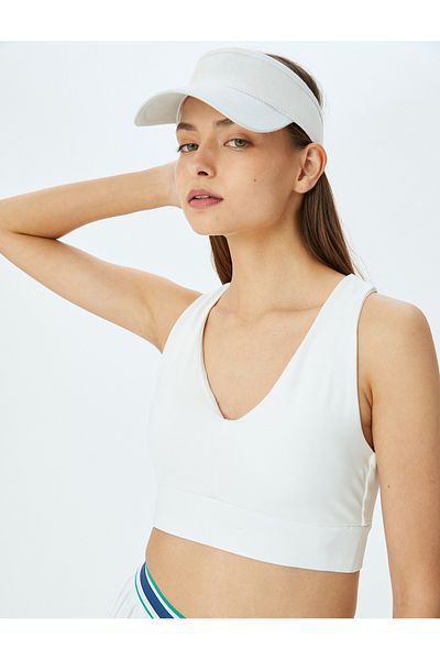 Koton U-Neck Covered Sleeveless Cross Back Detail Slim Fit Sports Bra