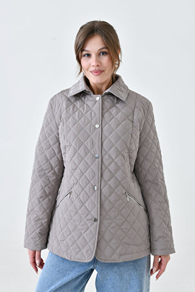 Butik Palton de sezon matlasat pentru femei, marime mare, cu buzunare, căptușit - MG001