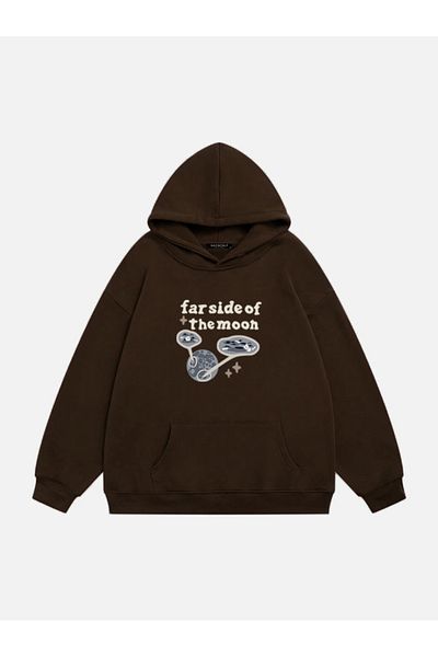 Mad&Calf Unisex Φούτερ με κουκούλα με στάμπα Farside Of The Moon