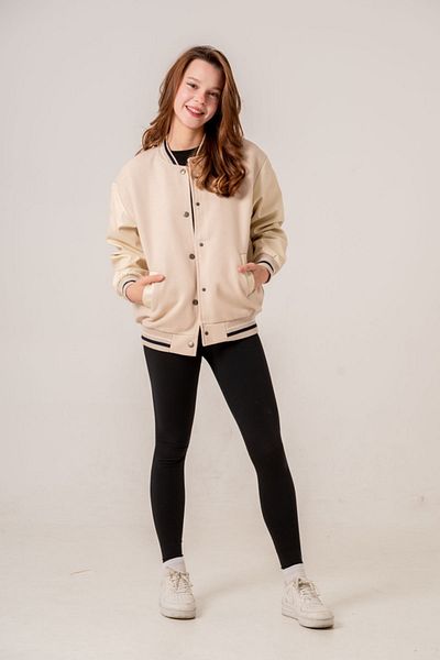 HAUSEkids 8-15 Years Old Life Bomber Girl's Bomber Coat -Latte