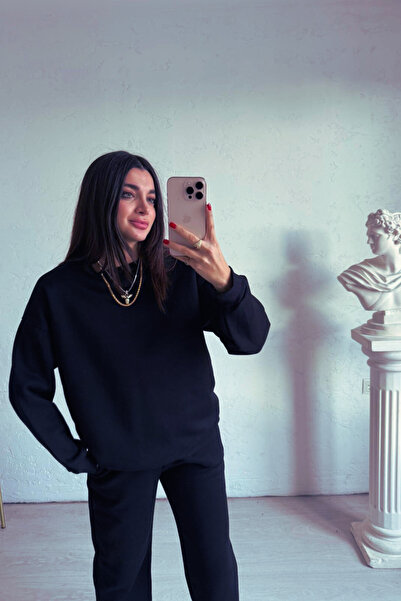 YAKAMEL Γυναικείο σετ φόρμας με λαιμόκοψη 3 νημάτων Oversize