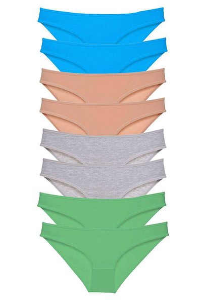Easy Tedarik 8 Pieces Super Eco Set Lycra Women's Slip Panties Skin Gray Green Blue