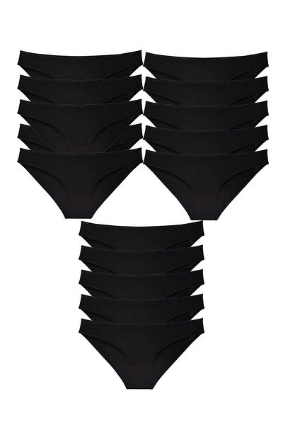 Easy Tedarik 15 Pieces Super Eco Set Lycra Women's Slip Panties Black