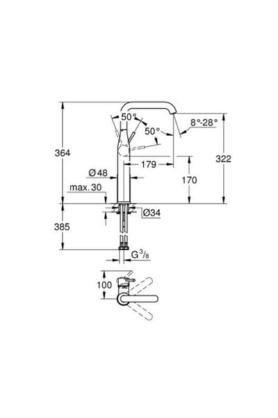 Grohe Essence Sink Faucet 1/2" XL-size - 24170gl1