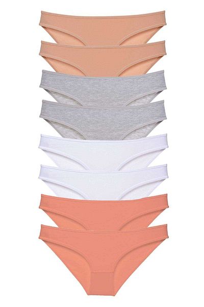 Easy Tedarik 8 Pieces Super Eco Set Lycra Women's Slip Panties Skin Gray White Powder