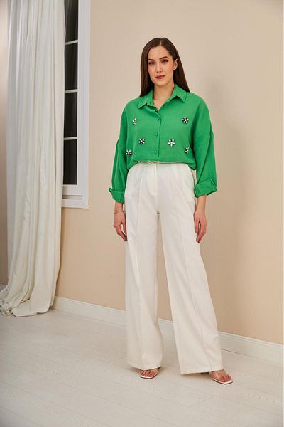 Elbee Fashion Woman Cămașă cu piatră brodată
