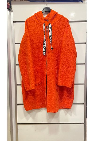 ŞIK STİL LARGE SIZE ZIPPERED HOODED JACKET-CARDIGAN-Coat-COAT