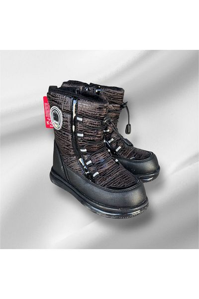 Twingo Twingo Children's Brown with Fur Inside Waterproof Zippered Snow Boots