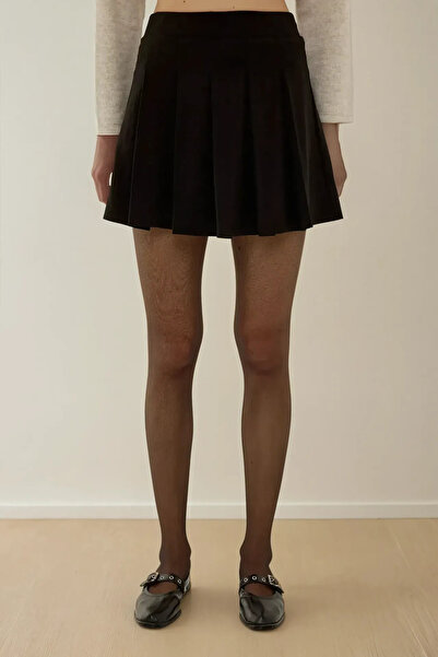 Hiccup Pleated Mini Woven Skirt with Shorts Inside