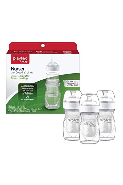 Playtex Baby™nurser®yenidoğan Biberon Seti-anti-kolik, 118 Ml, 3 Biberon Ve 15 Steril Torba,0 Ay,yavaş Akış