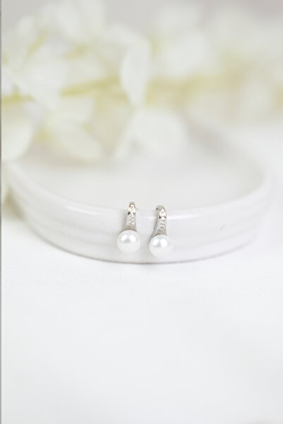 SARIASLAN Rodyumlu İnci Taşlı Gümüş Küpe