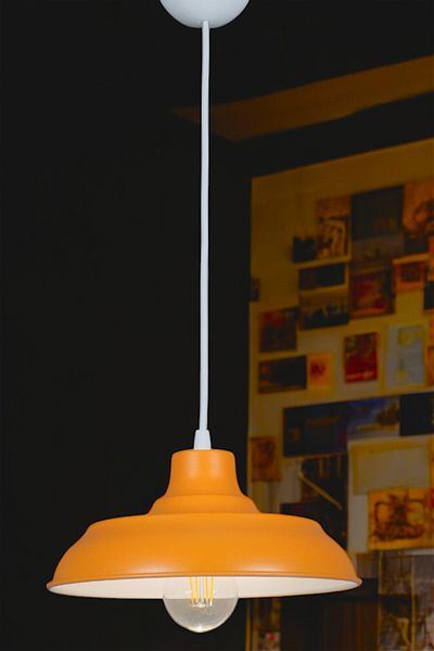 Fer Avize Signor Modern Metal Finish Orange Inside White Pendant Lamp Cafe Kitchen Corridor Single Chandelier