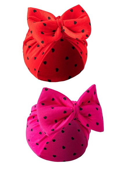 diamondstar 2 Pack Baby Bonnet with Ribbon Pattern