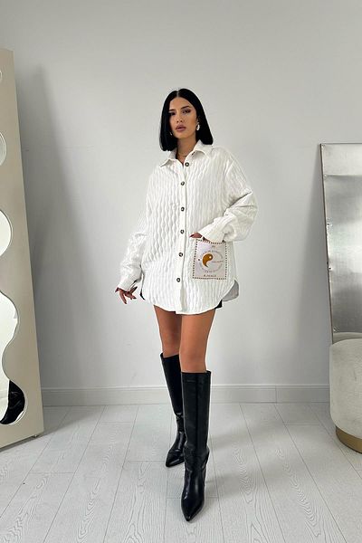 Elbee Fashion Woman Cămașă matlasată cu buzunare