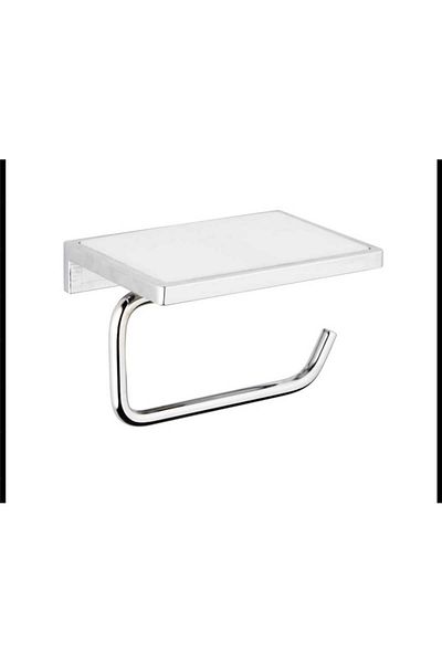 Tema Toilet Roll Holder with Metalic Phone Shelf
