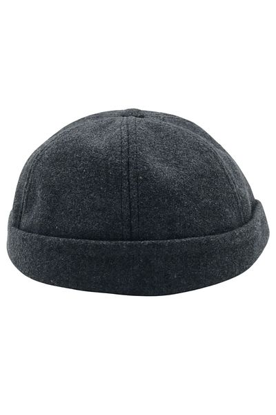 AXE SPORTSWEAR Winter Gray Wool Stamp with Adjustable Back Velcro Basic Docker Cap Skullcap Hat Hat