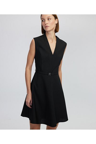 MISS IPEKYOL Slim Belted V-Neck Dress