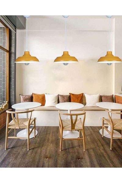 Fer Avize Signor Modern Metal Finish Orange Inside White Pendant Lamp Cafe Kitchen Corridor Single Chandelier