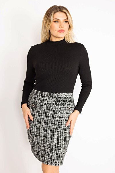 BYŞANS فستان نسائي أسود مزين بجيب 65n35024