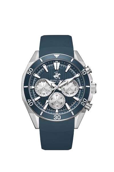Beverly Hills Polo Club BEVERLY HILLS POLO CLUB BP3730X.366 Men Multi Function Display Watch & Silicone Strap Blue
