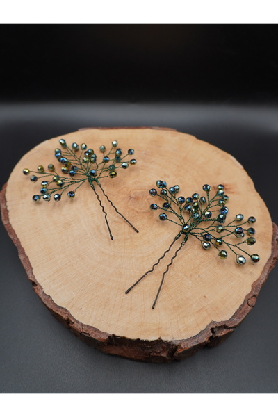 gelinmz Agrafă de păr dublă cu mărgele festonat