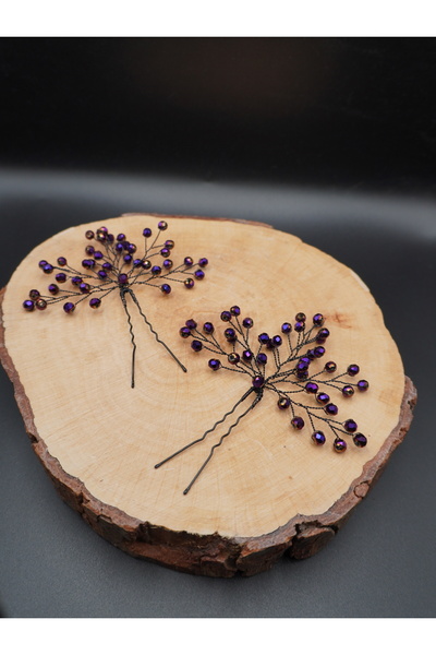 gelinmz Agrafă de păr dublă cu mărgele festonat