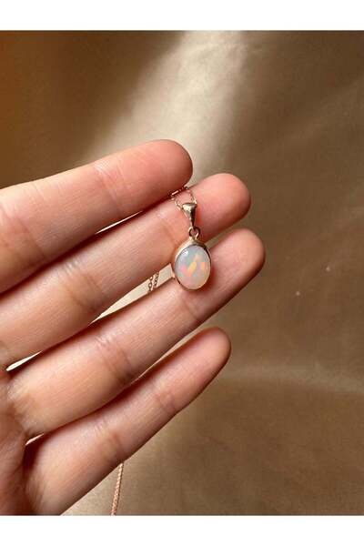 Venüs Doğal Taş Opal Minimal Rose Gold Kolye