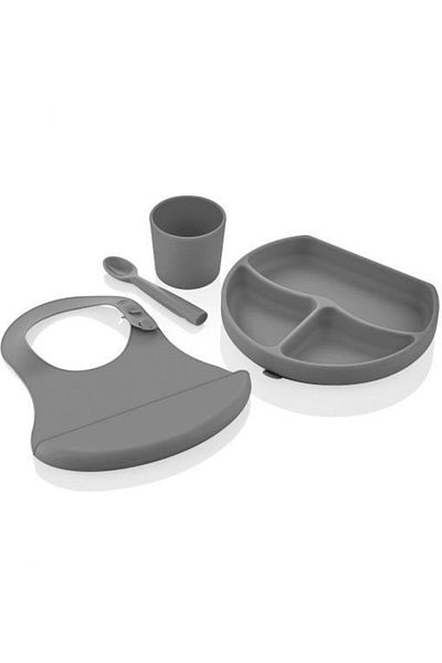 Easy Tedarik Babyjem Silicone Feeding Set 728 Gray