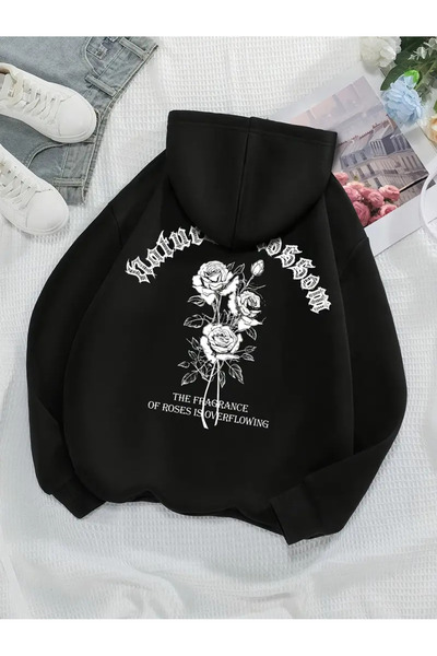 Nebulaa Tekstil Nebulaa Γυναικεία αθλητική κουκούλα με φλοράλ στάμπα και κορδ...