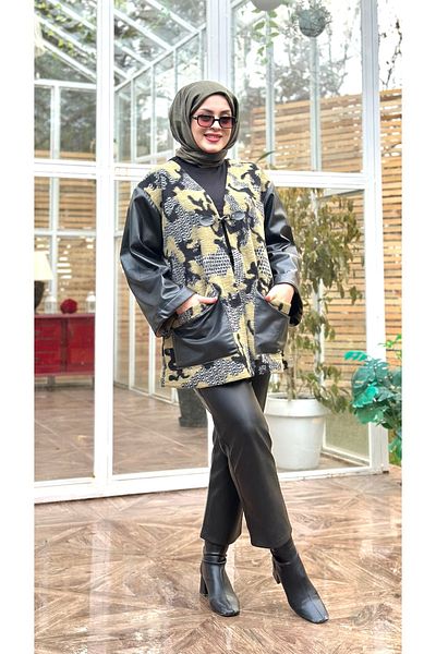FAYY CAMOUFLAGE VERDE Palton din pâslă -lână
