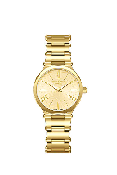 Lee Cooper ساعة لي كوبر النسائية التناظرية ذات الميناء الذهبي - LC08000.130