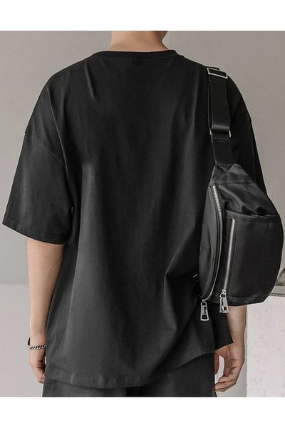 DEEPSENCE Unisex Μαύρο μπλουζάκι Oversize BALANCE DESIGN