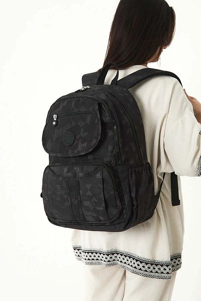 Lifonbag Unisex Waterproof Crinkle Fabric Multi-Compartment Laptop School and Travel Backpack