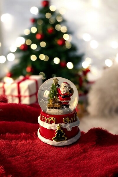 Saltos Noel Baba Kar Küresi ve Kristal Çam Ağacı Işıklı Mum Yılbaşı Seti Hediyesi Yılbaşına Özel Hediye Süs