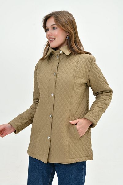 Butik Дамско ватирано палто с подплата и копчета отпред, големи размери