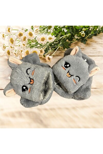 mon chemin Sevimli kedi tasarım içi kürk düğme detaylı premium peluş eldiven