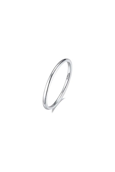 Güler Yüzlü Silver 1,5 MM İNCE TEL GÜMÜŞ YÜZÜK ALYANS - RODYUM BEYAZ - 17