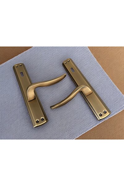 KOLDOOR Trim Mat Antik Sarı Aynalı Oda Kapı Kolu 1 Takım Şık Ve Dayanıklı