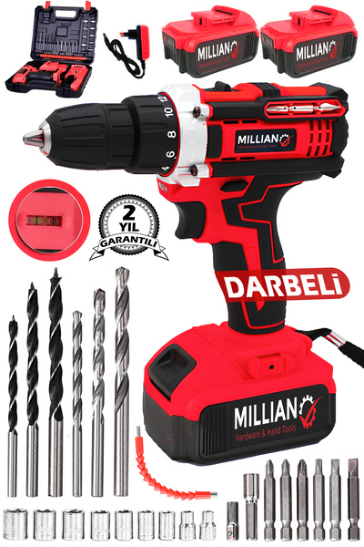 Millian 58 V 5 Ah 10 mm 5 Pilli Led Işıklı ''Darbeli'' Şarjlı Yedek Çift Akül...