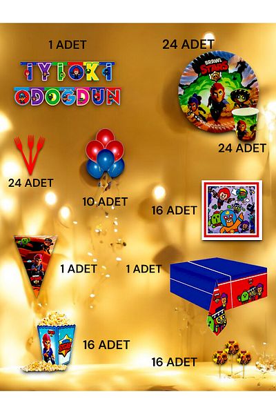 VibeHome Brawlstars Themed Ultra-Luxury Set for 24 - Birthday Party and Fun Events