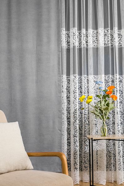 LUNETT HOME Gray Pleated Flat Planting Background Curtain - Extra Strength, Ready to Use 12488